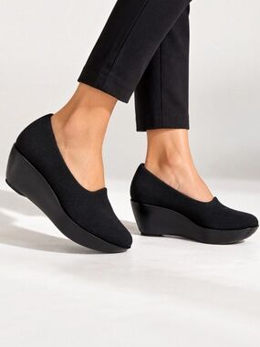 Robert Clergerie Sculptural Platform Wedge Heels 8.5 Black Stretch France